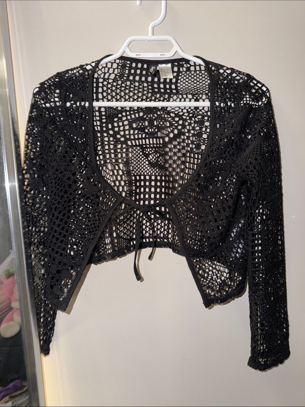 H&M Black Openwork Crochet Cardigan